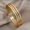 Conjunto de Pulseiras Quadradas de Aço Inoxidável Trançadas em Fio Multi-Camadas Empilháveis Banhadas a Ouro 18K, Fashionável e Elegante, Não Escurece, Simples
