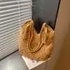 2026 Nova Bolsa de Ombro Tecida para o Dia a Dia, Bolsa de Palha, Bolsa de Ombro Artesanal para Férias, Bolsa de Praia Tote Grande com Vazados
