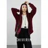 Chamarra Casual con Cierre Inspirada en el Diseño para Mujer, Nuevo Estilo Primavera Temprana 2026, Sudadera con Capucha de Manga Larga, Color Borgoña, Holgada, Adelgazante