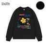 Sudadera Gris de Cuello Redondo con Estampado Floral Retro Estilo Celebridad Tian Xiwei Engrosada para Mujer Otoño e Invierno Estilo Perezoso Talla Grande Top de Moda