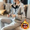 Conjunto Deportivo Casual para Mujer Tallas Grandes Primavera y Otoño Nueva Moda Holgado Reductor de Edad Adelgazante Sudadera con Capucha Conjunto de Dos Piezas