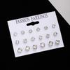 Pendientes de Perla con Circonita de Cuatro Garras Estilo Academia Coreana Traje de Múltiples Pares Pendientes de Diseño de Nicho Pendientes de Moda Ligeros Frescos