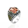 Anel de Cristal Masculino 24 Cores Padrão Retrô Cristal Incrustado Feminino Luxo Leve Tendência Joias Atacado