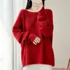 Nuevo Suéter de Punto de Lana Pura Off-Shoulder Otoño/Invierno 2026 Manga Larga para Mujer con Calados Bordados