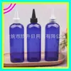 Botella azul de 300 ml con tapa de punta, botella para loción, botella para medicamentos con tapa de punta, tapa para solución de permanente, botella exprimible, botella de 300 ml para líquido medicinal con pico de punta