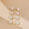 Pendientes de Perlas con Borlas Irregulares Transfronterizos Europeos y Americanos, Pendientes de Estilo Retro Francés, Pendientes de Lujo Ligero y de Alta Gama para Mujer al por Mayor