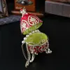 Caixa de Joias Oval em Forma de Coração Estilo Europeu com Diamantes e Esmalte, Exquisite Artesanato de Metal Pintado como Ovo de Páscoa Presente