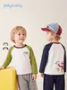 Camiseta de Manga Larga para Niño Jellybaby 2026 Otoño Nueva Ropa de Otoño para Niños Color de Contraste 5 Pequeños Ropa para Bebé Niño