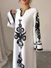 Ropa Europea y Americana Transfronteriza Tallas Grandes para Mujer 2026 Primavera/Verano Nuevo Vestido Largo de Manga Larga Estampado Estilo Étnico Holgado