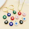 Accesorio de colgante redondo de acero inoxidable con gota de aceite de ojo maligno para pendientes, collares, llaveros y joyería hechos a mano para DIY