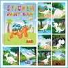 Libro de Pintura con Pegatinas Transfronterizo para Niños DIY Animales de Dibujos Animados Dinosaurio Océano Por Número Rompecabezas de Pegar Libro de Pegatinas