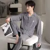 Pijama para Hombre, de Manga Larga y Pantalón Largo, con Cuello de Solapa, Engrosado para Calidez, Sencillo y Casual, Adecuado para Usar Afuera, Conjunto para Estar en Casa