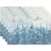 Amazon Manteles Navideños Muñeco de Nieve Árbol de Navidad Manteles Decoración de Mesa de Comedor Occidental Manteles Aislantes Fiesta Navideña