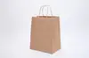 Bolsa de papel de mano con base cuadrada para llevar empaque bolsa para regalo bolsa de compras de color