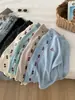 Cárdigan de Punto Retro Estilo Coreano con Doble Botón y Cuello Redondo para Mujer Estilo Principios de Otoño 2026 Suéter Abrigo Delgado de Lana con Bordado de Letras Frescas