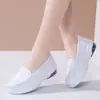 Zapatos de Enfermera en Stock para Mujer, Otoño, Suela Blanda, Transpirables, Antideslizantes, Cuero Genuino, Negros, Zapatos de Trabajo Médicos, Comercio Exterior Transfronterizo, Dropshipping de Una Pieza