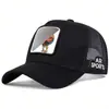 Novedad en stock gorra de béisbol de animales al por mayor, protección solar de dibujos animados, malla, bordado, sombrero de conductor de camión, gallo, lobo
