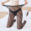 Calcetines de red de pesca con diseño de luna negra de moda para mujer, con letras de flores y enredaderas, sexys, para otoño e invierno, con agujeros en el interior del pie.