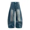 1052 Jeans Masculino Solto Scimitar High Street Americano Unissex Azul Lavado Design Desconstruído High-End