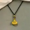 Colgante de Buda Maitreya auspicioso color oro arena, collar sólido minimalista y elegante, regalo estilo chino, producto para transmisión en vivo para atraer clientes, joyería