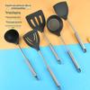 Utensílios de Cozinha de Silicone Pá de Cozinha Colher Cozinha Antiaderente Pá de Cozinha Cabo de Tubo de Aço Inoxidável Colher de Sopa Doméstica Espátula para Peixe Frito