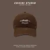 Boné de Baseball Vintage Americano cor vinho tinto Feminino Chapéu Bordado com Letra Top Profundo Sombra para Estudante Mostra Rosto Pequeno Moda Masculina