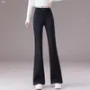Jeans da Moda com Cintura Alta e Micro Flare para Mulheres 2026 Outono Novo Estilo Petite Emagrecedor Valorizador Plus Size Calças Cropped Flare