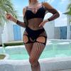 Nova lingerie sexy de comércio exterior Europeia e Americana peça única peça única roupas de rede abertura livre sem alça uniforme tentação w586