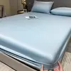 Sábana Ajustable de Algodón de Fibra Larga, Colcha 100% Algodón, Cubre Cama de Color Sólido de una Pieza, Juego de Tres Piezas de Sábana Ajustable Antideslizante de Cobertura Total de 1.5m