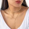 Collar de cuentas moderno y distintivo con cadena larga de lana, imitación de cristal retro, multicapa, estilo europeo y americano, para mujer.