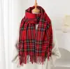 Atmosfera Britânica Retrô Xadrez Longo Outono e Inverno Cachecol Quente Xale Feminino Versátil Roupa de Trabalho Cachecol de Imitação de Caxemira com Franjas