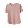 Camiseta Básica de Waffle de Manga Corta Sencilla Talla Plus para Mujer, Nuevo Estilo Primavera con Dobladillo Curvo, Top Adelgazante 132069