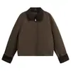 Chaqueta de solapa con bloques de color estilo retro japonés Rumeng, unisex, moda urbana de otoño, abrigo versátil extragrande para ir al trabajo