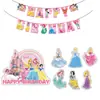 Conjunto de Decoración para Fiesta de Cumpleaños de Princesa Combinación Banderín de Castillo de Princesa Decoración Colgante en Espiral Topper para Pastel