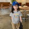 Ropa infantil de algodón de manga corta 2022, nueva camiseta de algodón para niños medianos y grandes, camiseta de manga corta estilo occidental de verano para niñas.