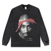 Camiseta de Manga Curta com Estampa 2PAC Tupac Europeia e Americana Streetwear Americano Marca Tendência Solta Oversize Unissex Atacado