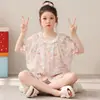 Pijama de Niña Estilo Nuevo 2026 Verano Delgado Tejido Algodón Puro Gasa Conjunto para Niños Mayores Niñas Ropa de Casa Princesa