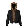 Chaqueta Eme Retro León de Montaña Zorro Plateado Capucha Desmontable Desconstruida Águila de Montaña Chaqueta de Lona Militar Lavada para Hombres y Mujeres
