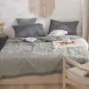 Colcha de verão listrada em algodão lavado 100% algodão tingido em cores para primavera e verão, lavável à máquina, algodão puro, amigável à pele, respirável, colcha para ar condicionado, colcha fina de verão