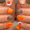 Flor Francesa Estampado de Leopardo Estilo Europeo Uñas Portátiles Transfronterizo Lunares Estrella Arte de Uñas Puntas de Uña Uñas Portátiles Venta al por Mayor 30 Piezas