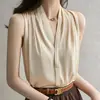 Camiseta Chaleco de Tirantes Suave con Temperamento Elegante Francés para Mujer, Commute Simple, Holgada, con Caída, Cuello en V, sin Mangas
