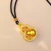Nuevo Estilo Chino Oro Arena Cepillado Artesanía Incrustado Colgante Calabaza Moda Femenina Estilo Mediados de Siglo Fulu Hueco Cadena Clavícula Al por Mayor