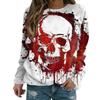 Camiseta de Halloween de manga larga con cuello redondo y personalidad informal con impresión digital 3D para mujer, nueva ropa de comercio exterior transfronterizo de otoño