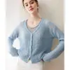 Cardigan Herbalife Hilo~25% Seda de Morera 75% Cachemir para Mujer Cuello en V Hueco Estilo Suave Suéter Suave y Esponjoso Ropa de Abrigo