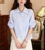 Camisa casual de diseñador, nuevo estilo verano 2026, top delgado de nicho, versión coreana, versátil, holgado y cómodo, de manga corta para mujer