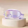 Gafas de Natación Multicolores Aerodinámicas de Marco Grande con Recubrimiento Galvanizado de Colores, Impermeables y Antivaho, Estilizadoras del Rostro, Adecuadas para Aguas Termales, Natación y Parques Acuáticos