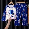 Pijama Infantil de Primavera e Outono Roupa Íntima Conjunto Meninos e Meninas Roupas de Outono Calças de Outono Peça Duas Menina Coreia do Sul Roupa de Casa de Bebê Verão