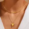 Estilo INS Luxo Leve Corrente de Camada Dupla Pingente de Coração Colar Cruzado Feminino Mais Vendido Personalizado Multicamadas Moda Retro Coração Colar Feminino