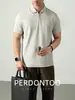 Polo de Algodón Piqué Ice-Cool para Hombre, Verano 2025 Manga Corta Color Sólido Negocio Delgado Media Cremallera Cuello Camisero