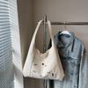 Bolsa Original de Grande Capacidade para Axila Feminina, Bolsa Tote de Lona Bordada Casual Simples para o Dia a Dia, Bolsa Tote para Alunos Universitários